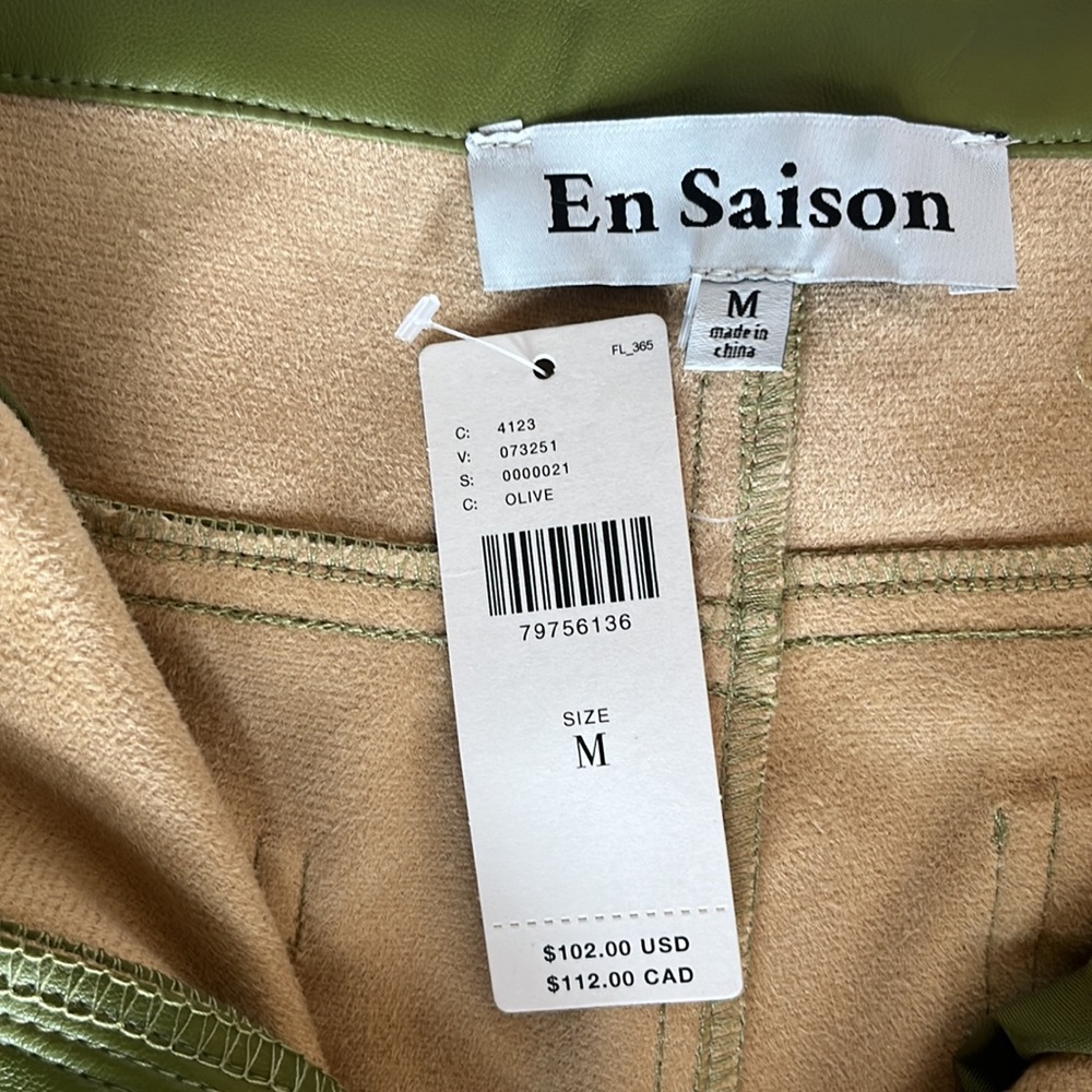 ANTHROPOLOGIE EN SAISON LANA FAUX LEATHER PANTS SIZE M COLOR OLIVE NWT - Picture 6 of 14